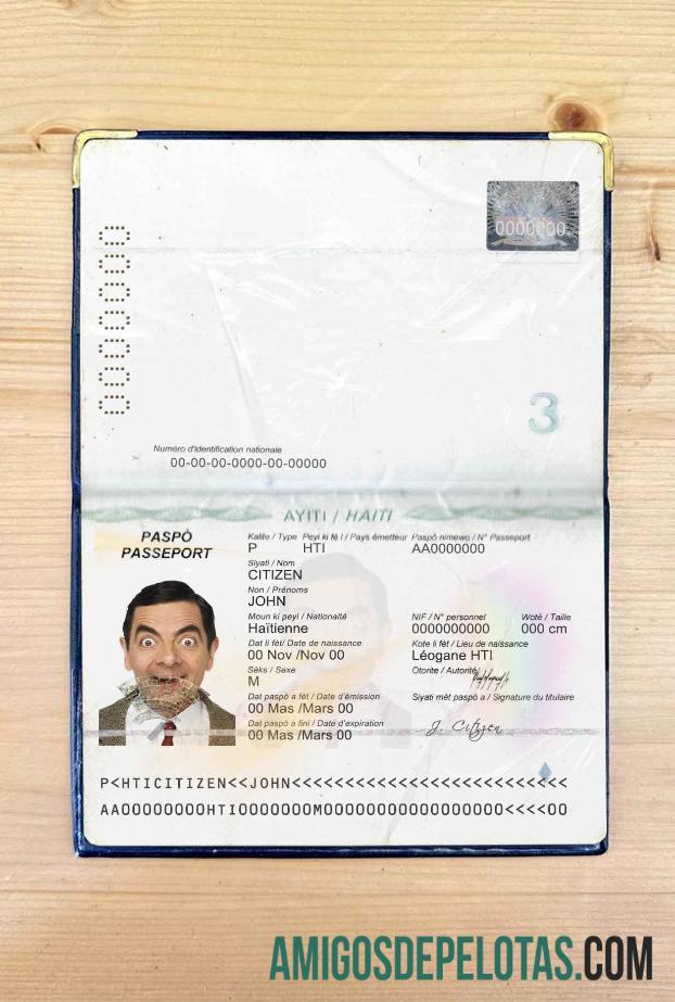 Foto do passaporte do Haiti exemplo